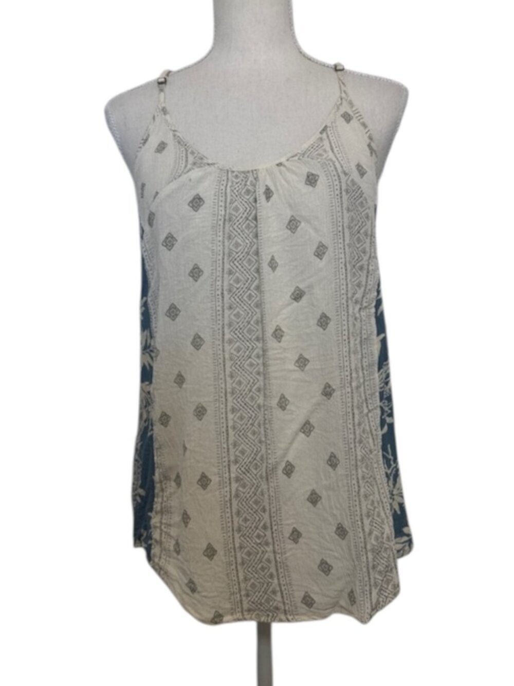 O'neill Boho Printed Spaghetti Strap Tank Top Women's Size Medium Cream & Teal